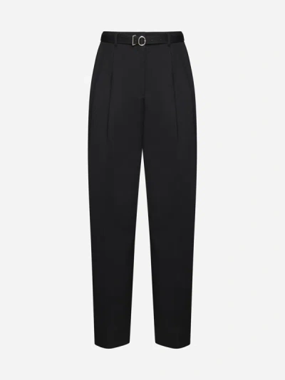 JIL SANDER BELTED WOOL TROUSERS