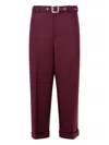 Jil Sander Tailored Wool Trousers Buckle Detail In Red