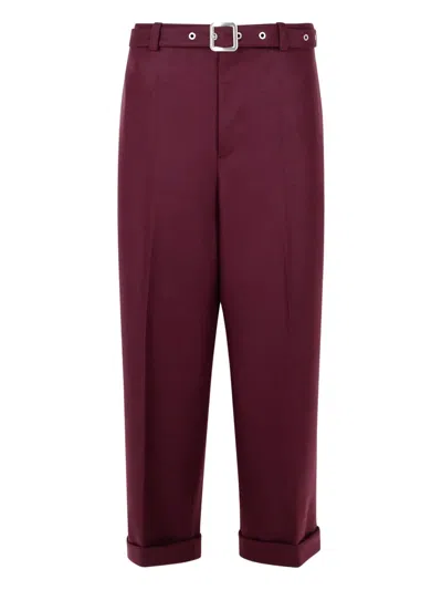 JIL SANDER BELTED WOOL TROUSERS