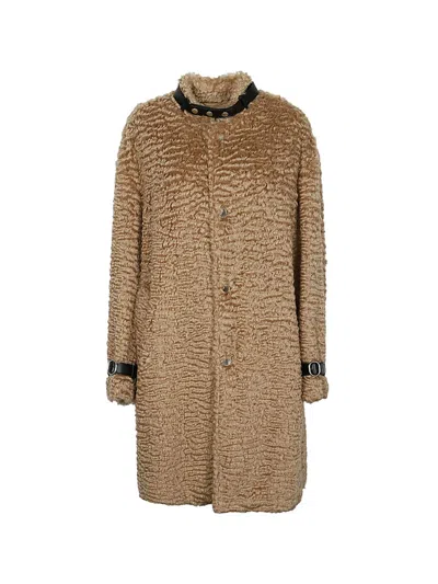 Jil Sander Belted-neck Mohair-blend Coat In Brown