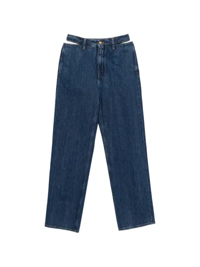 Jil Sander Belt-loop Cut-out Jeans In Blue
