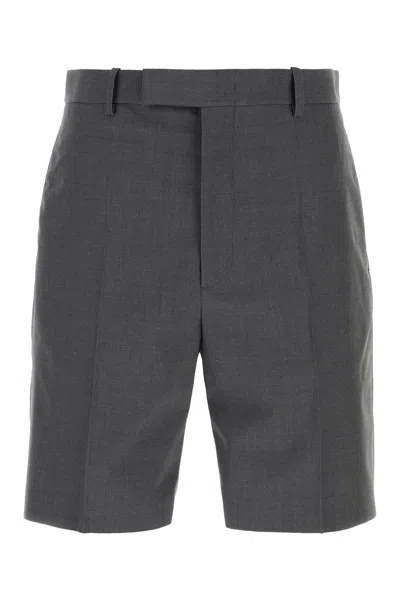 Jil Sander Wool Bermuda Shorts Belt Loops Knee Length In Gray