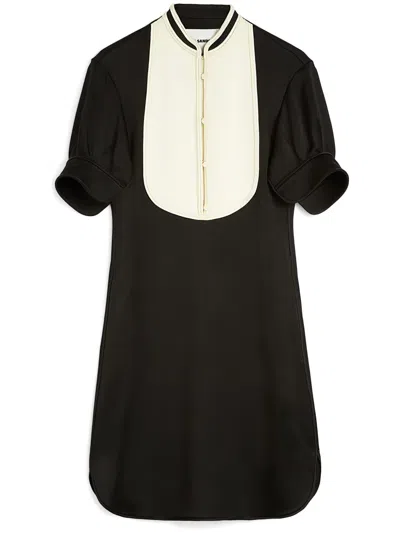 Jil Sander Bib-collar Mini Dress In Black