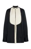 Jil Sander Bib-detailed Satin Shirt In Black
