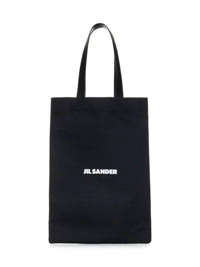 Jil Sander Big Flat Shoulder Bag In Black