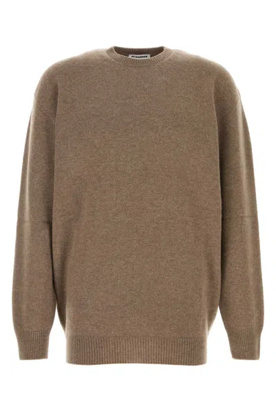 Jil Sander Biscuit Oversize Wool-cashmere Sweater In Brown