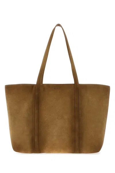 Jil Sander Biscuit Suede Foro Shopping Handbag In Brown
