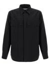 Jil Sander Structured Black Wool Shirt With Button Closure In Black