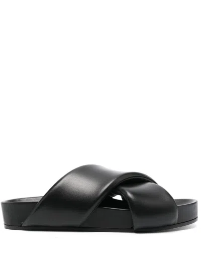 Jil Sander Padded Sandals In Black