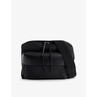 Jil Sander Black Adjustable-strap Branded Shell Cross-body Bag