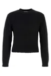 Jil Sander Cropped Long Sleeve Alpaca Blend Knit In Black