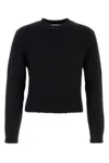 Jil Sander Cropped Long Sleeve Alpaca Blend Knit In Black