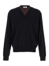 Jil Sander Black And Brown Double-neck Sweater In Wool Man In Black