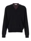 Jil Sander Black And Brown Double-neck Sweater In Wool Man In Black