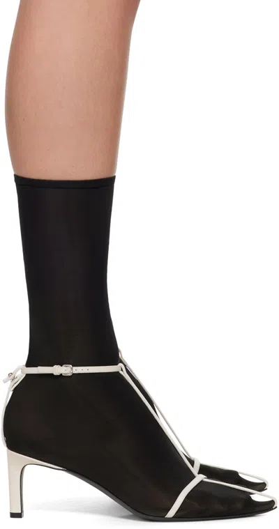 Jil Sander Black & White Ankle Boots In 081 Universe (black