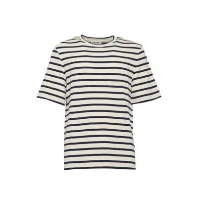 Jil Sander Black And White Striped Short Sleeve T-shirt In Gray