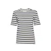 Jil Sander Black And White Knitted Striped T-shirt In Cotton Woman In Grey