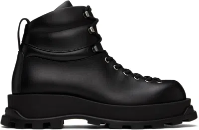 Jil Sander Black Ankle Boots In 001 Black