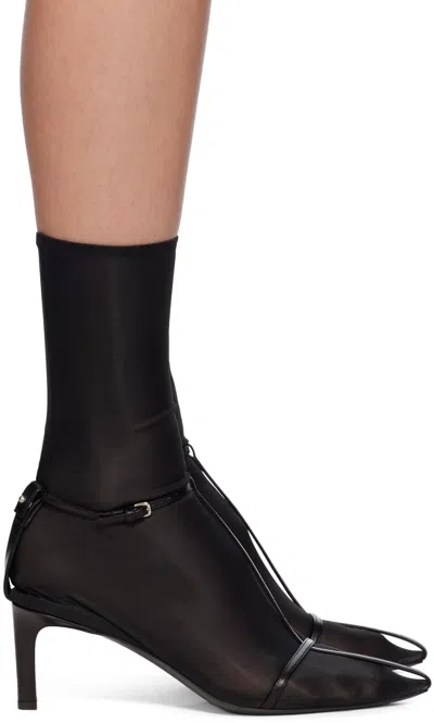 Jil Sander Stivaletto Trunk Nylon T-strap Booties In Black