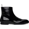 Jil Sander Leather Ankle Boots Flat Sole Pull Tab In Black