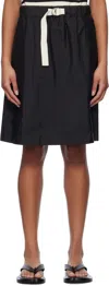 Jil Sander Black Belted Midi Skirt In 001 Black