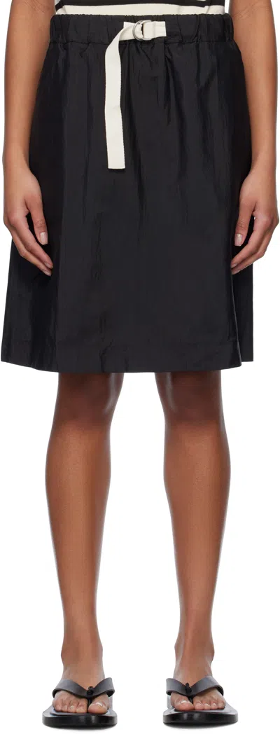 Jil Sander Black Belted Midi Skirt In 001 Black