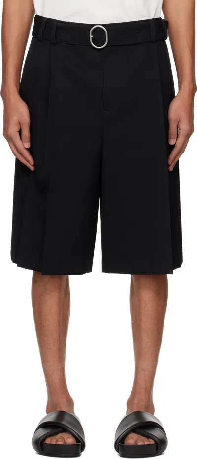 Jil Sander Black Belted Shorts In 001 Black