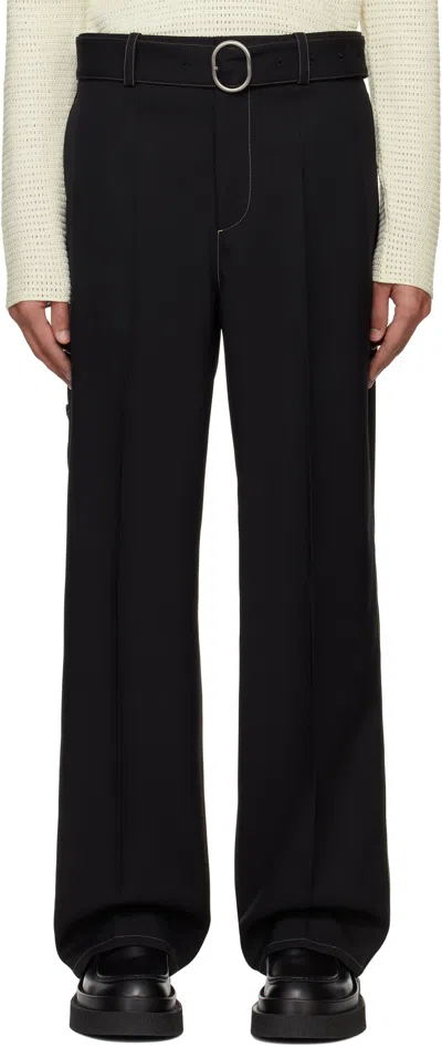 Jil Sander Black Belted Trousers In 001 Black