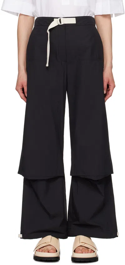 Jil Sander Black Belted Trousers In 001 Black