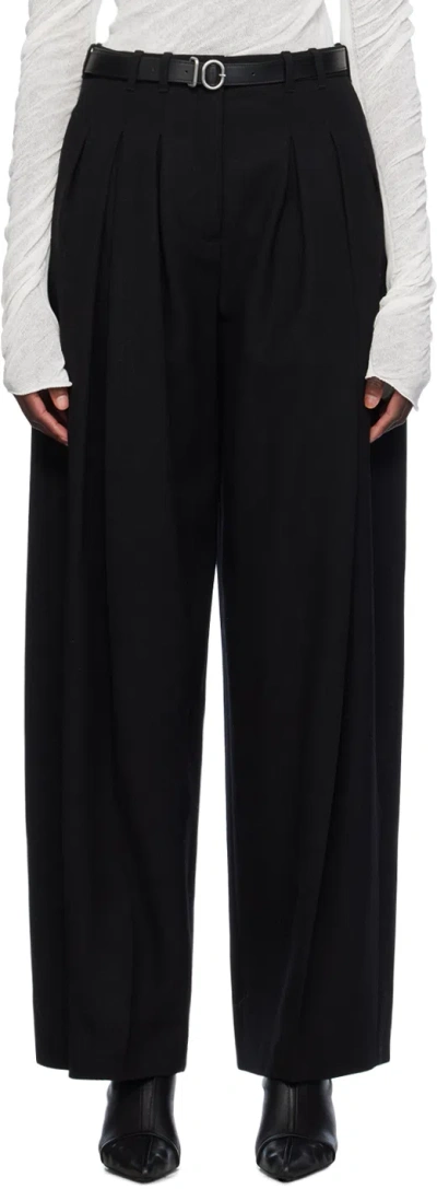 Jil Sander Black Belted Trousers In 001 Black