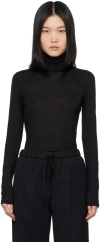 Jil Sander Black Bonded Logo Turtleneck In 001 Black