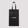 Jil Sander Black Tote Bag With Logo Print In Canvas Woman In Black