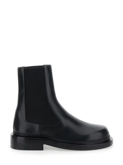 JIL SANDER JIL SANDER BLACK BOOTS WITH ELASTIC SIDE PANNELS IN LEATHER WOMAN