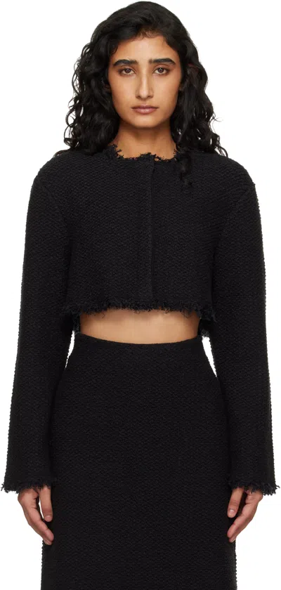 Jil Sander Black Boucle Long Sleeves Cropped Jacket