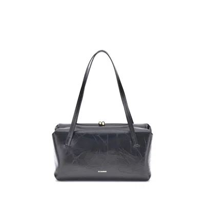 Jil Sander Black Calf Leather Bos Taurus Shoulder Bag