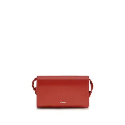Jil Sander Black Calf Leather Bos Taurus Wallet In Red