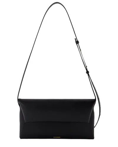 JIL SANDER JIL SANDER BLACK CALFSKIN FOLDED SMALL CROSSBODY, NEVER CARRIED (AUTHENTIC  PRE-LOVED)
