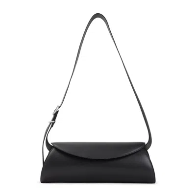 Jil Sander Cannolo Leather Shoulder Bag In Black