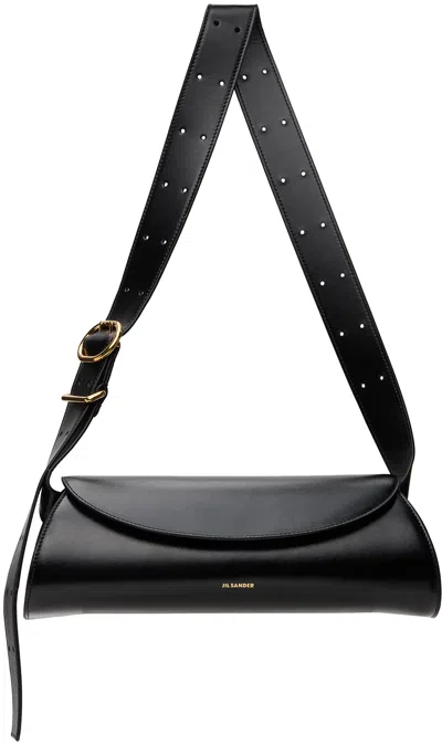 Jil Sander Cannolo Small Leather Bag In Black