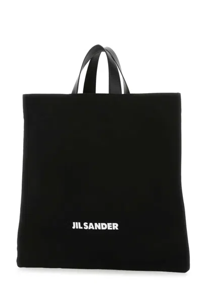 Jil Sander Black Canvas Shopping Bag In 001