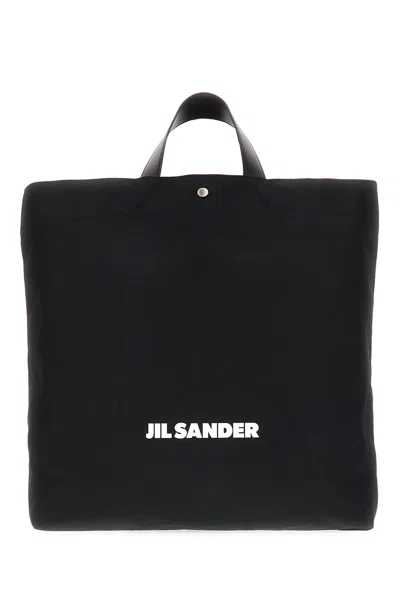 Jil Sander Black Canvas Shopping Bag In 1