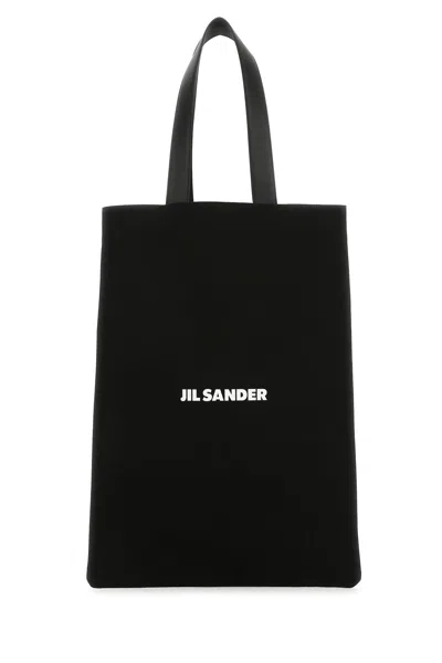 JIL SANDER BLACK CANVAS SHOPPING BAG