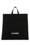 Jil Sander Black Canvas Shopping Bag In Black