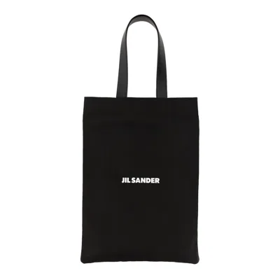 JIL SANDER JIL SANDER BLACK CANVAS SHOPPING BAG