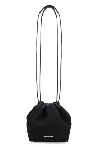 Jil Sander Black Canvas Small Dumpling Bucket Bag