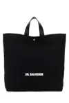 Jil Sander Black Canvas Shopping Bag In Black