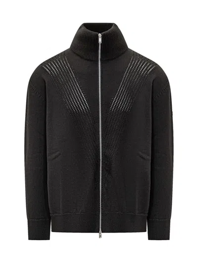 Jil Sander Black Cardigan In Technical Knit