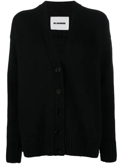 Jil Sander Black Cashmere Blend Cardigan