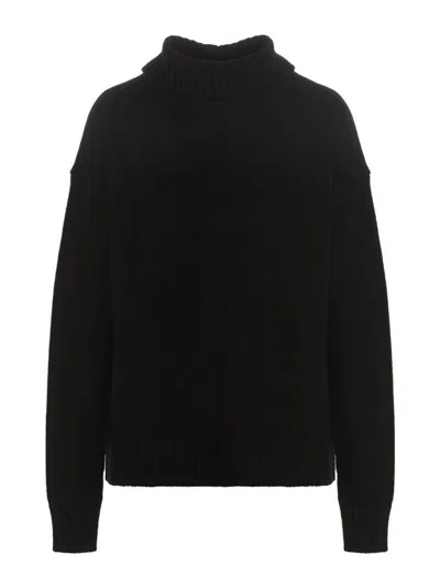 JIL SANDER BLACK OVERSIZE SWEATER