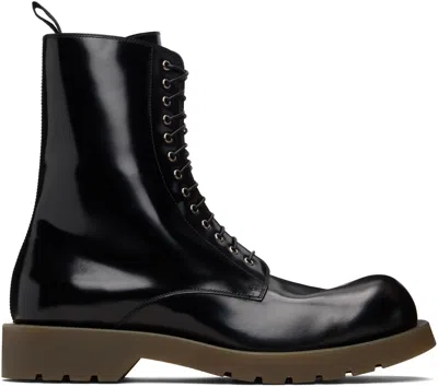 Jil Sander Black Combat Boots